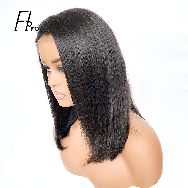 Bob Virgin Hair Wigs Straight Pre Plucked 360 Lace Frontal Wig With Baby Hair